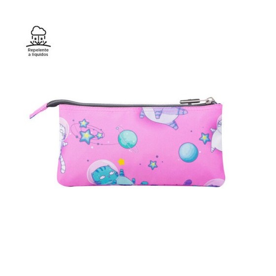 ESTUCHE ESCOLAR TRES COMPARTIMENTOS GATOS ASTRONAUTAS TOTTO AC52ECO012-2310Z-9I9