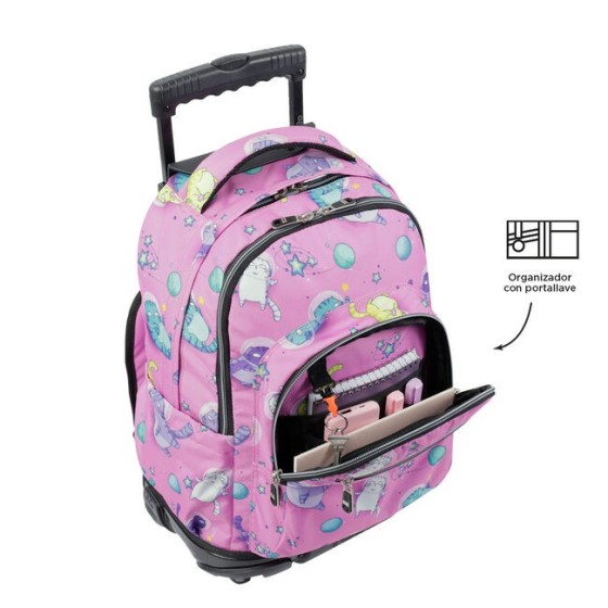 MOCHILA ESCOLAR CON RUEDAS GATOS ASTRONAUTAS TOTTO MA03ECO006-2310P-9I9
