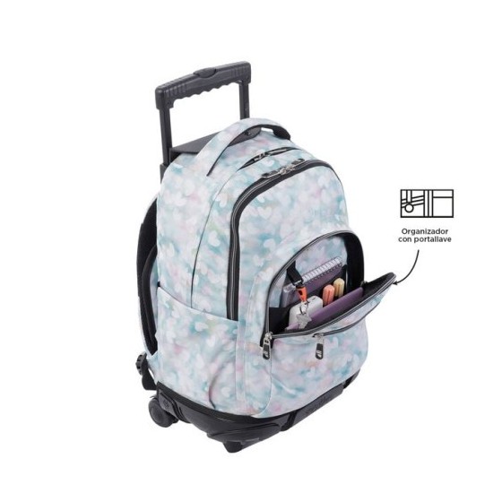 MOCHILA ESCOLAR CON RUEDAS CORAZONES PASTEL TOTTO MA03ECO006-2311P-4HX