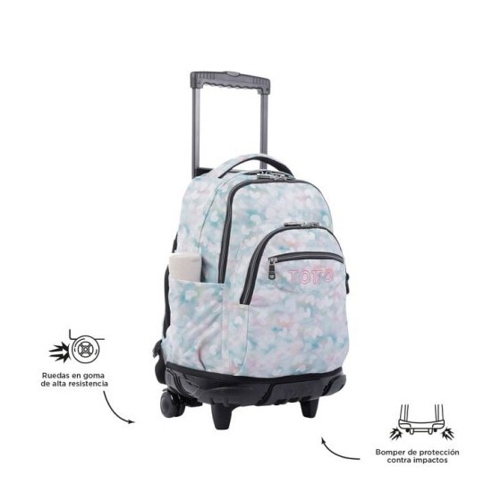 MOCHILA ESCOLAR CON RUEDAS CORAZONES PASTEL TOTTO MA03ECO006-2311P-4HX