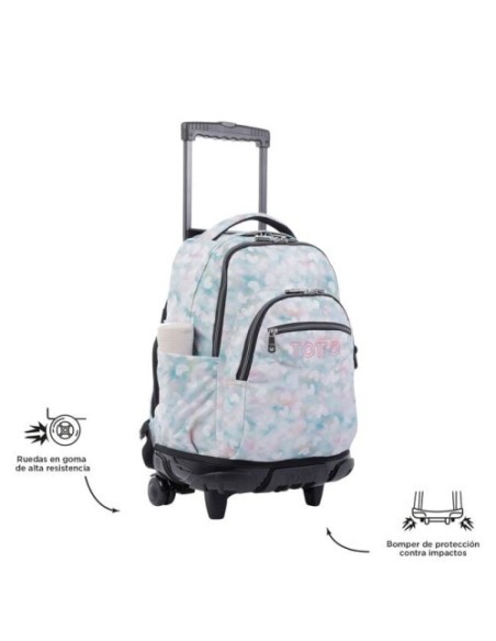 MOCHILA ESCOLAR CON RUEDAS CORAZONES PASTEL TOTTO MA03ECO006-2311P-4HX
