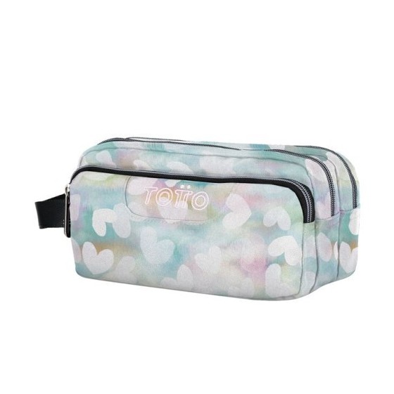 ESTUCHE ESCOLAR TRES COMPARTIMENTOS CORAZONES PASTEL TOTTO AC52ECO009-2311Z-4HX