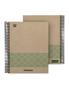 CUADERNO RECICLADO A5 KRAFT SOFT TAPA DURA 80 HOJAS 90GR CUADRICULA 4X4 MM VERDE UNINATURE 88538720