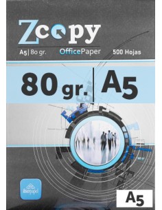 PAQUETE 500H PAPEL 80GR A5 ZCOPY CIE 146 A5ZCOPY80GR (x10 unidades)