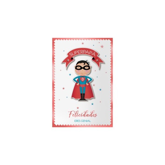 PACK 6 TARJETAS DE FELICITACIÓN PAPÁS - TAMAÑO 11,5 X 17 CM - MODELO SUPERDAD DOHE 70082