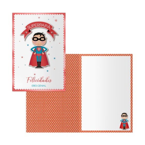 PACK 6 TARJETAS DE FELICITACIÓN PAPÁS - TAMAÑO 11,5 X 17 CM - MODELO SUPERDAD DOHE 70082
