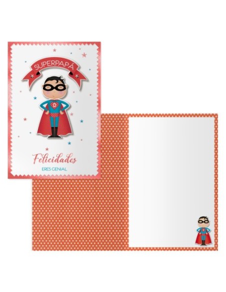 PACK 6 TARJETAS DE FELICITACIÓN PAPÁS - TAMAÑO 11,5 X 17 CM - MODELO SUPERDAD DOHE 70082