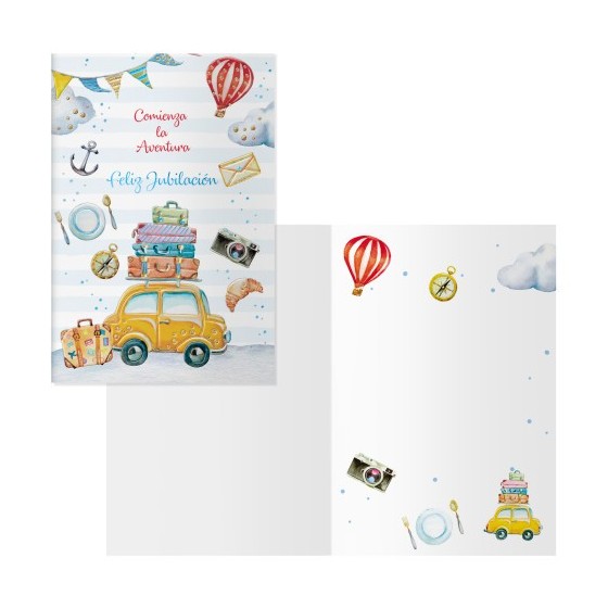 PACK 6 TARJETAS DE FELICITACIÓN JUBILACIÓN - TAMAÑO 11,5 X 17 CM - MODELO VACACIONES DOHE 70079