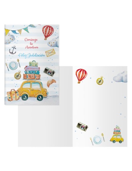PACK 6 TARJETAS DE FELICITACIÓN JUBILACIÓN - TAMAÑO 11,5 X 17 CM - MODELO VACACIONES DOHE 70079