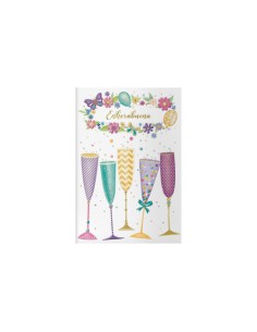 PACK 6 TARJETAS DE FELICITACIÓN - TAMAÑO 11,5 X 17 CM - MODELO COPAS DOHE 70071