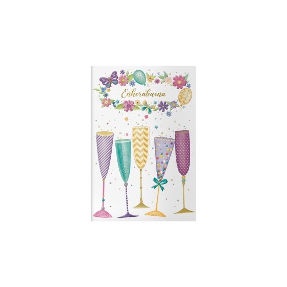 PACK 6 TARJETAS DE FELICITACIÓN - TAMAÑO 11,5 X 17 CM - MODELO COPAS DOHE 70071