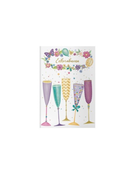 PACK 6 TARJETAS DE FELICITACIÓN - TAMAÑO 11,5 X 17 CM - MODELO COPAS DOHE 70071