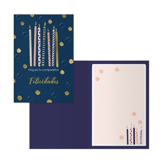 PACK 6 TARJETAS DE FELICITACIÓN CUMPLEAÑOS - TAMAÑO 11,5 X 17 CM - MODELO VELAS DOHE 70068