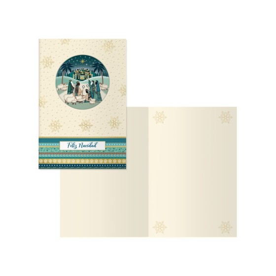 PACK 6 TARJETAS DE FELICITACIÓN NAVIDAD - TAMAÑO 11,5 X 17 CM - MODELO BELÉN DOHE 70047
