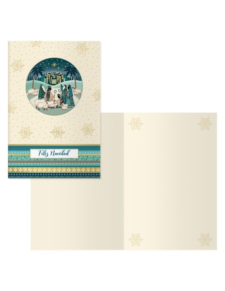 PACK 6 TARJETAS DE FELICITACIÓN NAVIDAD - TAMAÑO 11,5 X 17 CM - MODELO BELÉN DOHE 70047