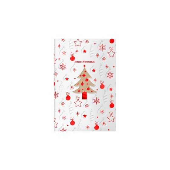 PACK 6 TARJETAS DE FELICITACIÓN NAVIDAD - TAMAÑO 11,5 X 17 CM - MODELO WOOD DOHE 70039
