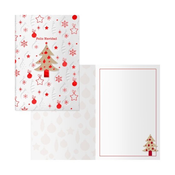 PACK 6 TARJETAS DE FELICITACIÓN NAVIDAD - TAMAÑO 11,5 X 17 CM - MODELO WOOD DOHE 70039