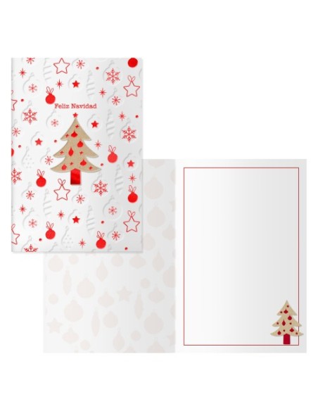 PACK 6 TARJETAS DE FELICITACIÓN NAVIDAD - TAMAÑO 11,5 X 17 CM - MODELO WOOD DOHE 70039