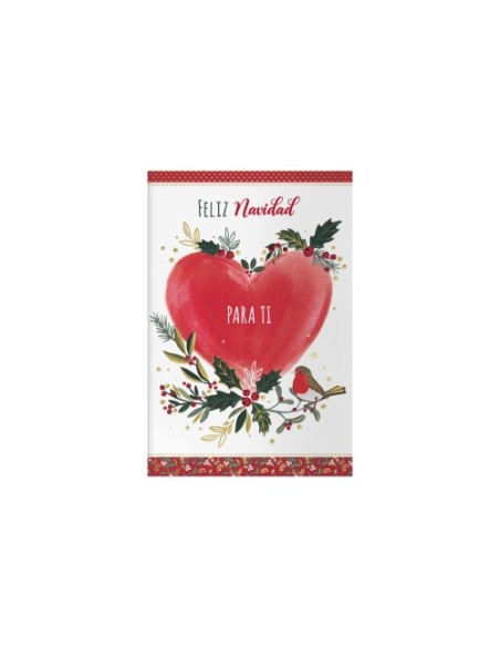 PACK 6 TARJETAS DE FELICITACIÓN NAVIDAD - TAMAÑO 11,5 X 17 CM - MODELO CORAZÓN DOHE 70019