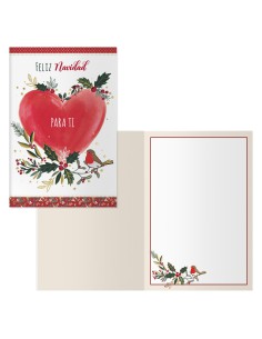 PACK 6 TARJETAS DE FELICITACIÓN NAVIDAD - TAMAÑO 11,5 X 17 CM - MODELO CORAZÓN DOHE 70019 2