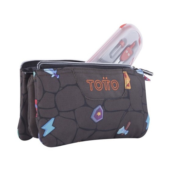 ESTUCHE ESCOLAR TRES COMPARTIMENTOS ESTAMPADO VIDEOJUEGO - TABLERO TOTTO AC52ECO012-2210Z-3Y7