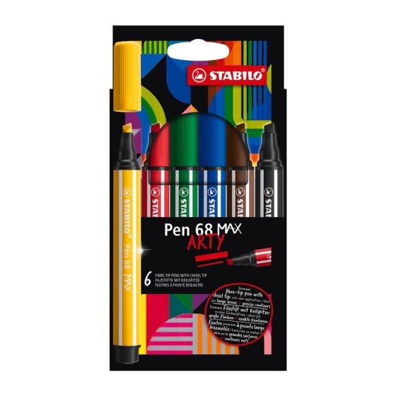 ESTUCHE ARTY CON 6 COLORES-ROTULADOR PREMIUM CON PUNTA BISELADA PEN 68 MAX STABILO 768/06-21