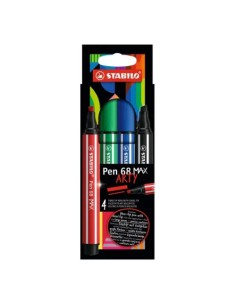 ESTUCHE ARTY CON 4 COLORES-ROTULADOR PREMIUM CON PUNTA BISELADA PEN 68 MAX STABILO 768/04-21