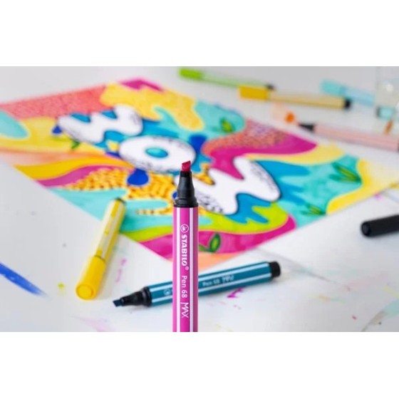 ESTUCHE ARTY CON 4 COLORES-ROTULADOR PREMIUM CON PUNTA BISELADA PEN 68 MAX STABILO 768/04-21