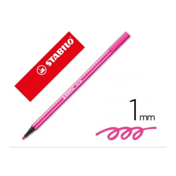 ROTULADOR PREMIUM CON PUNTA DE FIBRA BISELADA PEN 68 MAX COLOR ROSA STABILO 768/56 (x10 unidades)