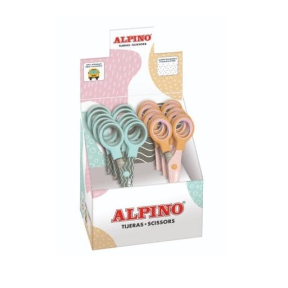 EXPOSITOR 12 TIJERAS ESCOLARES COLOR PASTEL ALPINO PT0051