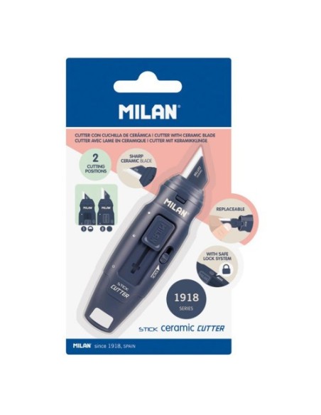 EXPOSITOR 8 BLÍSTERS CÚTER HOJA CERÁMICA STICK SERIE 1918, AZUL MARINO MILAN 6010108B