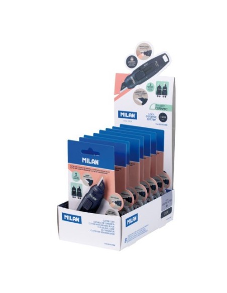 EXPOSITOR 8 BLÍSTERS CÚTER HOJA CERÁMICA STICK SERIE 1918, AZUL MARINO MILAN 6010108B