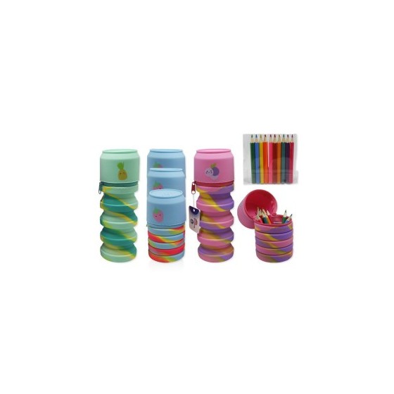 PORTATODO SILICONA RAINBOW EXTENSIBLE + LAPICEROS BISMARK 330188
