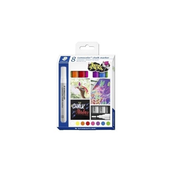 ESTUCHE 8 PIEZAS SURITDAS ROTULADOR CHALK MARKER LUMOCOLOR 344 TIZA LÍQUIDA STAEDTLER 344 C8