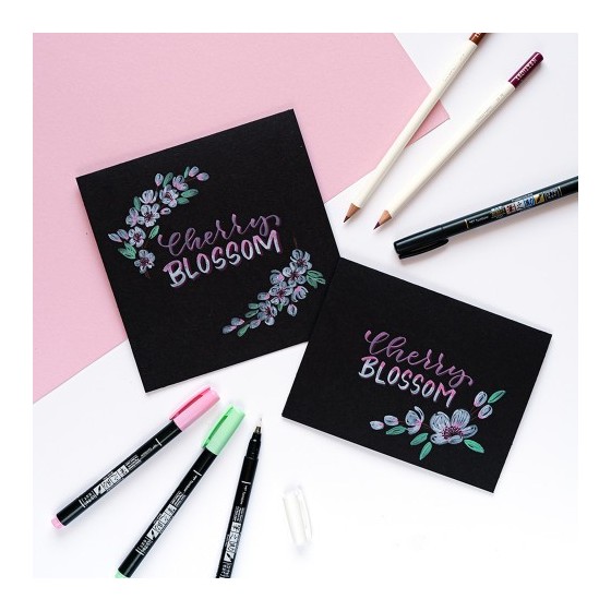 ESTUCHE 6 ROTULADORES BASE DE AGUA FUDENOSUKE PARA PAPEL OSCURO COLORES PASTEL TOMBOW WS-BS-6P