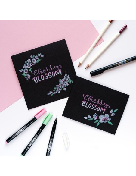 ESTUCHE 6 ROTULADORES BASE DE AGUA FUDENOSUKE PARA PAPEL OSCURO COLORES PASTEL TOMBOW WS-BS-6P