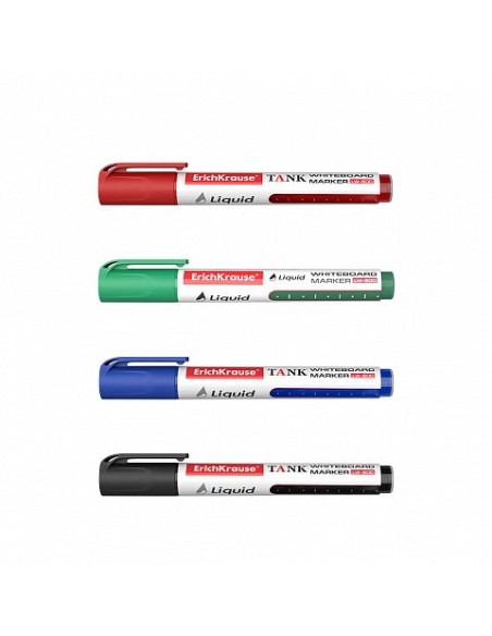 SET 4 MARCADORES PIZARRA BLANCA CON TINTA LÍQUIDA LW-600 NEGRO, AZUL, ROJO, VERDE ERICH KRAUSE 58362