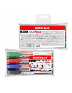 SET 4 MARCADORES PIZARRA BLANCA CON TINTA LÍQUIDA LW-600 NEGRO, AZUL, ROJO, VERDE ERICH KRAUSE 58362 2