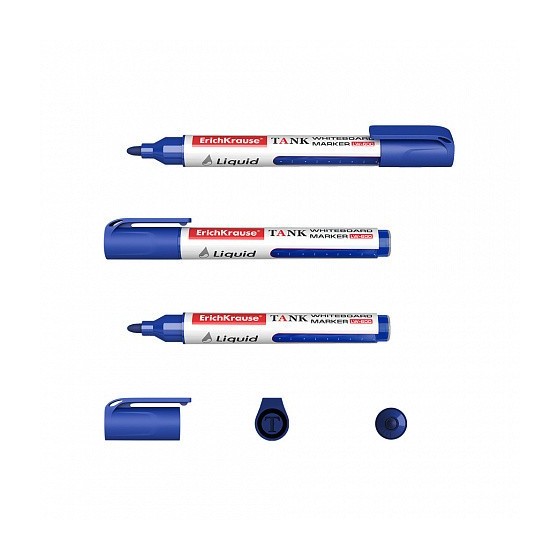 MARCADOR PIZARRA BLANCA CON TINTA LÍQUIDA LIQUID LW-600, TINTA COLOR AZUL ERICH KRAUSE 48775 (x10 unidades)