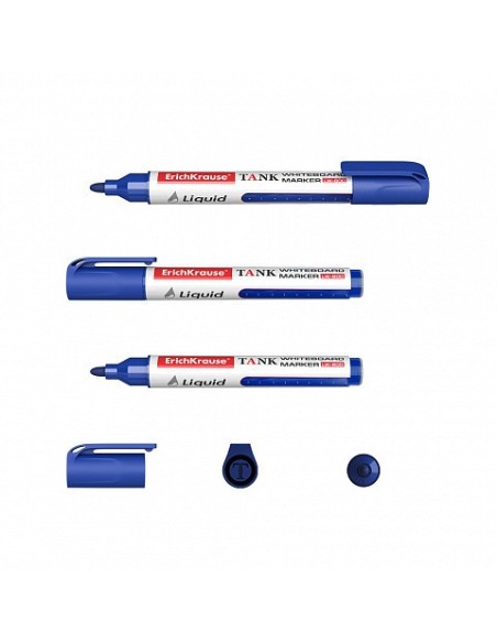 MARCADOR PIZARRA BLANCA CON TINTA LÍQUIDA LIQUID LW-600, TINTA COLOR AZUL ERICH KRAUSE 48775 (x10 unidades)