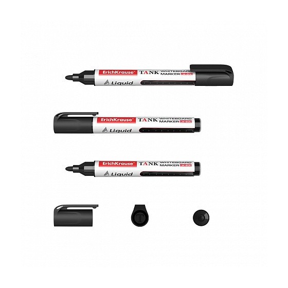 MARCADOR PIZARRA BLANCA CON TINTA LÍQUIDA LIQUID LW-600, TINTA COLOR NEGRO ERICH KRAUSE 48774 (x10 unidades)