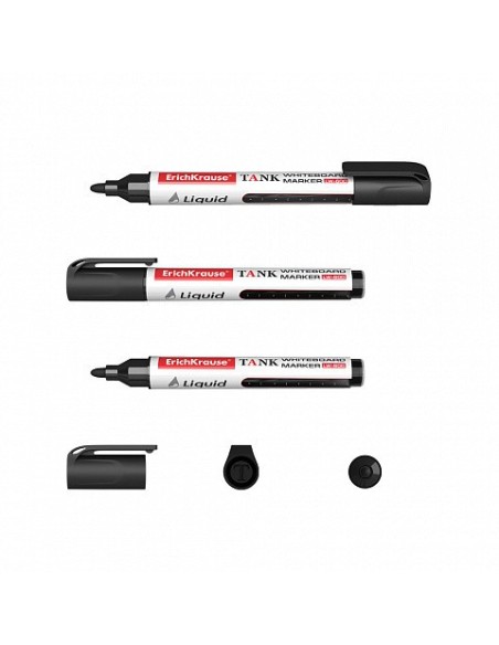 MARCADOR PIZARRA BLANCA CON TINTA LÍQUIDA LIQUID LW-600, TINTA COLOR NEGRO ERICH KRAUSE 48774 (x10 unidades)