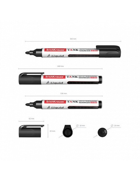 MARCADOR PIZARRA BLANCA CON TINTA LÍQUIDA LIQUID LW-600, TINTA COLOR NEGRO ERICH KRAUSE 48774 (x10 unidades)