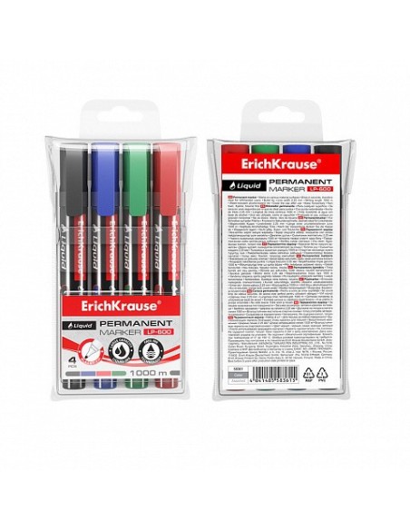 SET 4 MARCADORES PERMANENTES CON TINTA LÍQUIDA LP-600 ERICH KRAUSE 58361