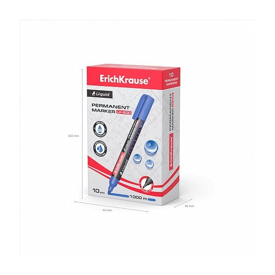 MARCADOR PERMANENTE CON TINTA LÍQUIDA LP-600 COLOR AZUL ERICH KRAUSE 48770 (x10 unidades)
