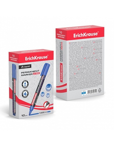 MARCADOR PERMANENTE CON TINTA LÍQUIDA LP-600 COLOR AZUL ERICH KRAUSE 48770 (x10 unidades)