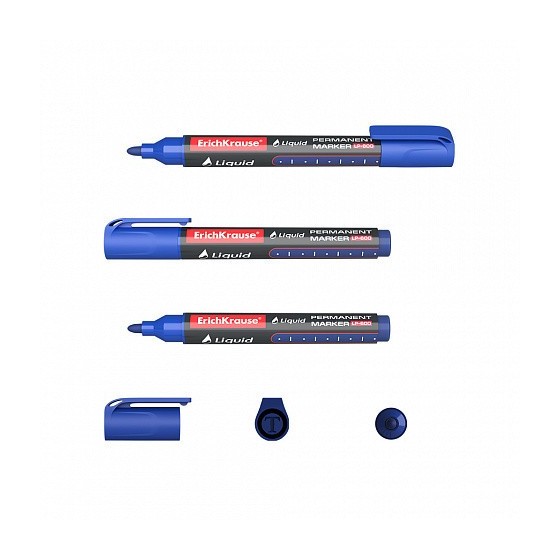 MARCADOR PERMANENTE CON TINTA LÍQUIDA LP-600 COLOR AZUL ERICH KRAUSE 48770 (x10 unidades)