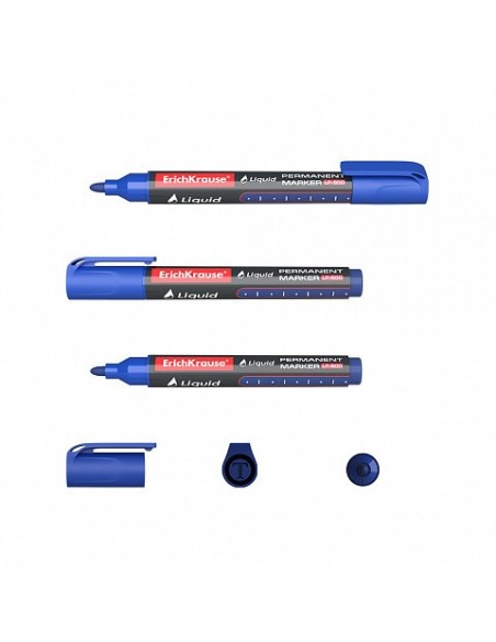 MARCADOR PERMANENTE CON TINTA LÍQUIDA LP-600 COLOR AZUL ERICH KRAUSE 48770 (x10 unidades)