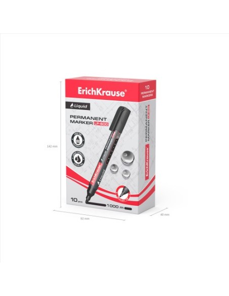 MARCADOR PERMANENTE CON TINTA LÍQUIDA LP-600 COLOR NEGRO ERICH KRAUSE 48769 (x10 unidades)