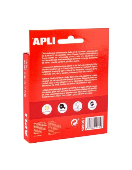 CINTA ADHESIVA LUMINISCENTE 20 MM X 5 M APLI 19235